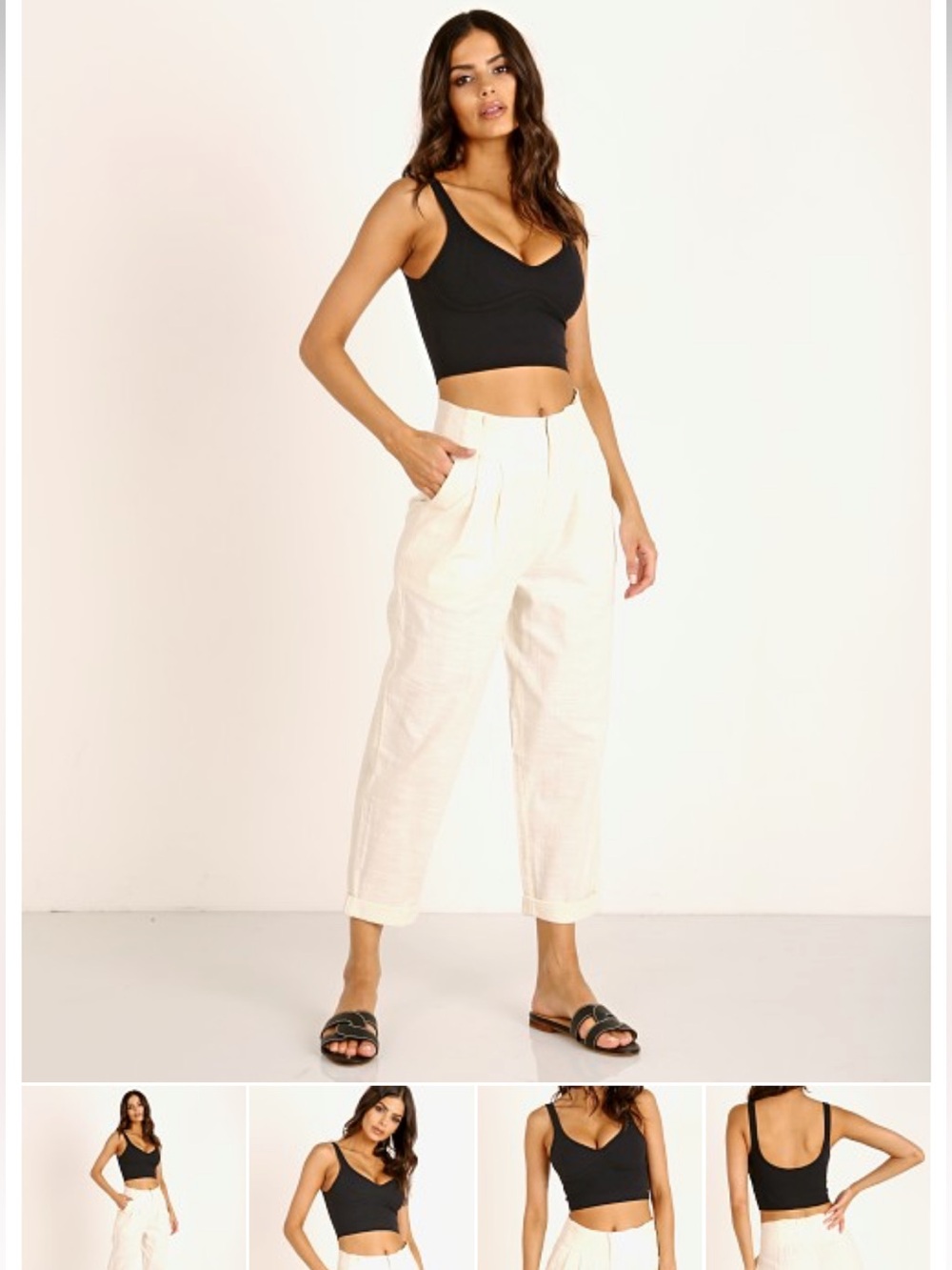 Joah Brown Black Contour Crop Tank Sueded Onyx XS/Small - Picture 3 of 9